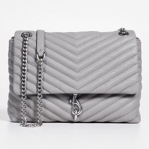 Rebecca Minkoff Edie Quilted Shoulder Bag in Gray • Designer Leather Purse